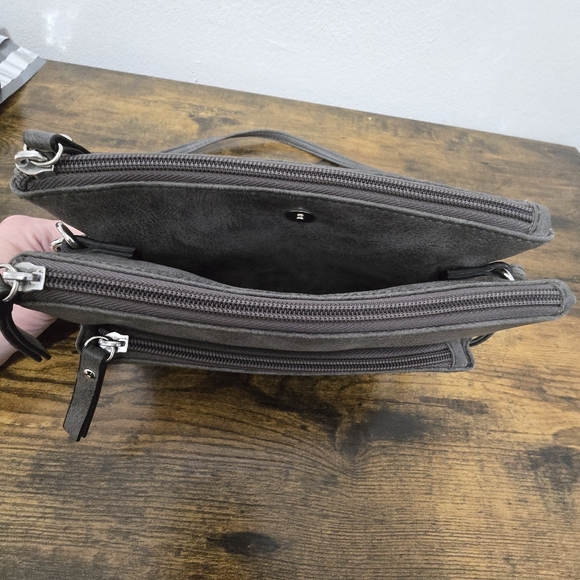 Rosetti Gray Faux Leather Shoulder Bag Purse - Picture 4 of 9